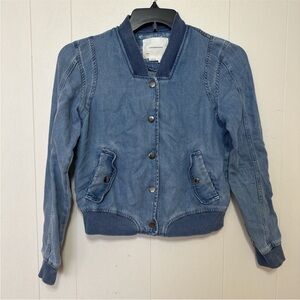 Women's anthropology Blue Denim bomber Jacket